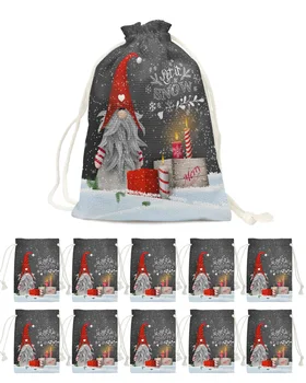 Рождественский гном Подарок Снежинка Конфеты Мешки Санта-Клаус Подарочный пакет Украшения для домашней вечеринки Navidad Рождественские льняные подарочные пакеты Упаковочные принадлежности