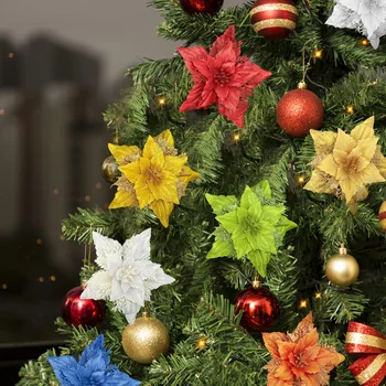 Рождественская симуляция Цветы Рождественская елка Декоративная капля Украшения Цветок Счастливого Рождества Natal Navidad Декор вечеринки