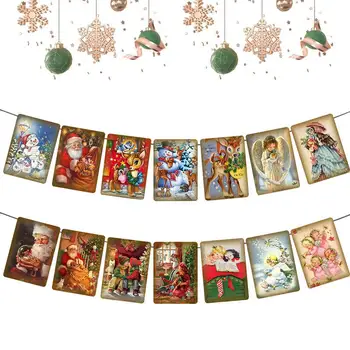 Традиционный винтажный викторианский стиль Санта-Клаус Рождественские украшения Баннер Рождественская овсянка Рождественский флаг Виктории Висит
