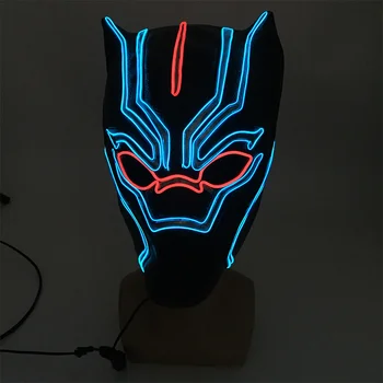 Светящаяся маска пантеры Ваканды Косплей Принадлежности Супергерой EL Wire Маска для Хэллоуина Рождество