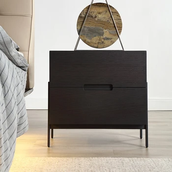 Минималистичная дизайнерская мебель для спальни боковой шкаф для хранения Nordic Прикроватная тумбочка с ящиком из массива дерева