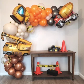 Строительные воздушные шары Строительные украшения на день рождения Дети предпочитают идеальный самосвал Инженерная машина Принадлежности для вечеринок