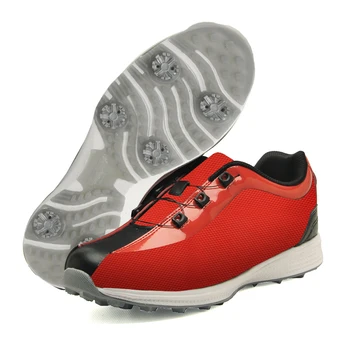 Спортивная обувь для гольфа Сетчатые шипы Мужские кроссовки для гольфа Нескользящие кроссовки для гольфа с быстрой шнуровкой Большой размер 38-46 Mesh Повседневная спортивная обувь