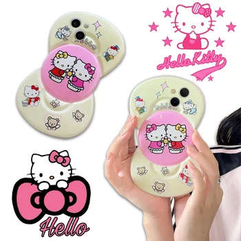 Sanrio Hello Kitty Бабочка Галстук Чехол Для Телефона Для IPhone 14 Pro Max 13 12 11 Милые Девочки Мультфильм TPU Мягкий Все Включено Задняя Крышка Телефона