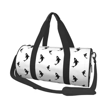  Черно-белые спортивные сумки с акулой Ctue Модная спортивная сумка для плавания с обувью Веселые сумки Мужская женская портативная сумка для фитнеса с принтом