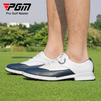 PGM Новые туфли для гольфа, разработанные известным итальянским учителем для мужчин Противоскользящая ручка для ногтей Кружева Мужская мода в британском стиле кожаная обувь