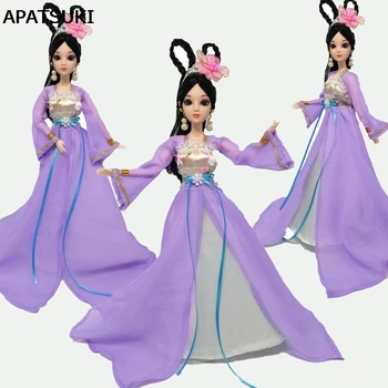 Фиолетовая Кукла Одежда Косплей Традиционный Китайский Древняя Красота Костюм Одежда Для Барби Кукла Вечеринка Платье Вечерние платья