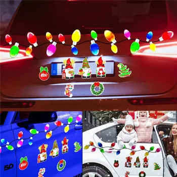  Рождественский автомобиль Украшение холодильника Светоотражающие магниты для лампочек Gnome Магнитные наклейки на окна автомобиля Наклейки на стену гаражных ворот