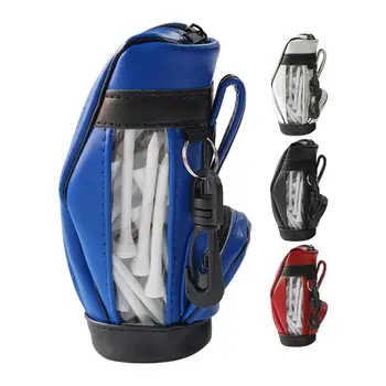 Портативная маленькая сумка для мяча для гольфа Мини-сумка на талии с 50 деревянными шаровыми колышками Чехол для мяча для гольфа из искусственной кожи с зажимом для поясного ремня
