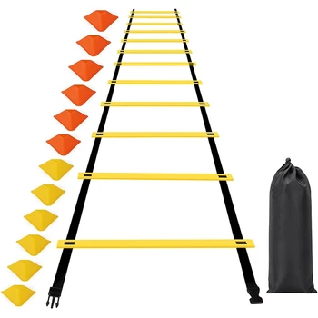  Набор лестниц для тренировок на ловкость 20 футов 12 шагов Треугольный диск с логотипом для детских и юношеских футбольных тренировок