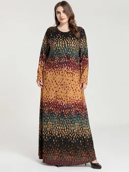 Дубай Араб Ислам Абайя Женщины Мусульманское длинное платье Элегантное макси платье Большой размер Исламская одежда Кафтан Цветной Печатный Кафтан Халаты