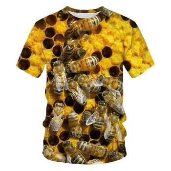  Honey Bee 3d Print Футболка Для Мужчины Лето Хип-Хоп Harajuku Топы с коротким рукавом Мода Повседневная футболка с о-образным вырезом Оверсайз Мужская одежда