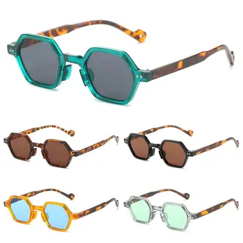 Clear Ocean Lens Polygon Square Солнцезащитные очки Винтажные квадратные UV400 Шестиугольные очки Заклепки Солнцезащитные очки для женщин и мужчин