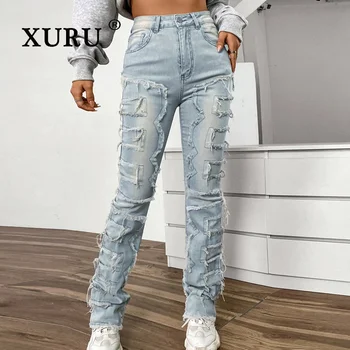 XURU - Европейские и американские джинсы с эластичной нашивкой Женские джинсы K16-CK3018