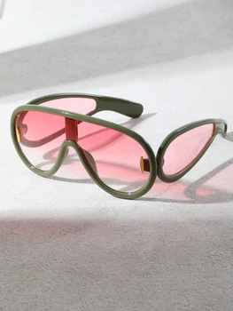 Новые солнцезащитные очки INS, популярная европейская и американская интернет-знаменитость, с такими же цельными очками-жабами в большой оправе, p