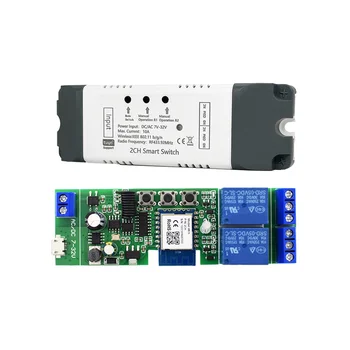 Tuya Smart WiFi Switch Relay Module 2 CH AC / DC 7-32 V RF / APP Беспроводной пульт дистанционного управления Умный дом для Alexa Google Home
