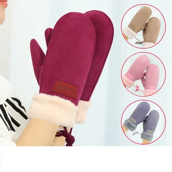 Новые перчатки для пальцев с висячей шеей Дамская мода Теплые перчатки Зимние твердые На открытом воздухе Ветрозащитное оборудование Утолщенные холодные перчатки