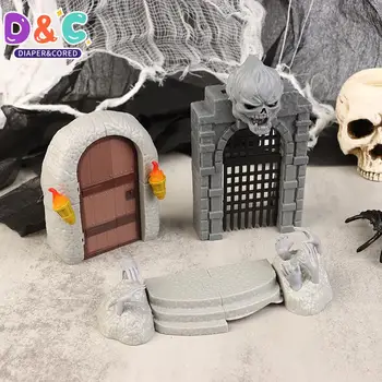 Аксессуары для сцены кукольного домика Хэллоуин Дом с привидениями Модель двери Сборка модели игрушек