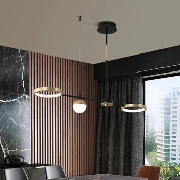Длинная люстра Столовая Декор Дизайнерская лампа Минималистичная люстра Indoor Home Черный золотой свет подвесные светильники
