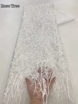 Африканская кружевная ткань с кисточками 5 ярдов Сетка из бисера с пайетками Африканские 3D кружева Высокое качество вечерние платья для вечеринок для женщин