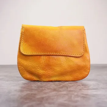 Простой кошелек для монет растительный кожаный кошелек Дамская сумка для карт большой емкости сумка для хранения старой плиссированной сумки