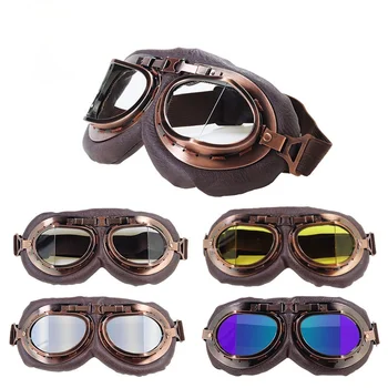 Мотоцикл Винтажные очки Lether Ski Очки для мотокросса Очки Ретро Велоспорт Очки Спортивные пыленепроницаемые очки для защиты глаз
