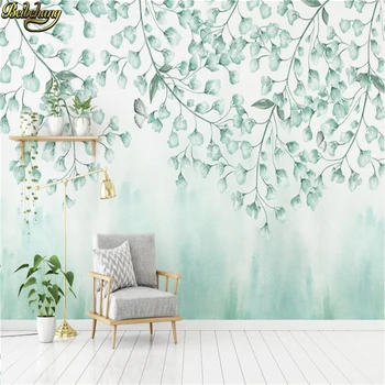 beibehang papel de parede 3D скандинавские простые зеленые листья обои для стен 3d гостиная спальня фотообои в рулоне