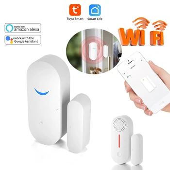 WiFi Tuya Smart Door Window Sensor Беспроводные системы сигнализации в режиме реального времени Датчик открытого контакта домашней двери для бизнеса Взломщик