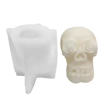 Силиконовая форма для черепа Реалистичная форма черепа на Хэллоуин с розовыми глазами Легко выпускать силиконовые формы для черепа для дома из эпоксидной смолы
