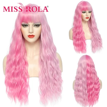 MISS ROLA Синтетический омбре Розовый волнистый парик для вечеринок Ежедневный косплей Парики для белых женщин Светлый блондин Красочные волокнистые парики для женщин
