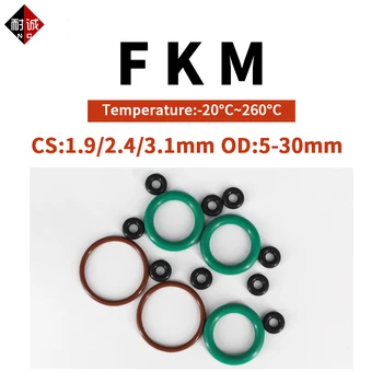 FKM Толщина прокладки уплотнительного кольца CS1,9 / 2,4 / 3,1 мм OD5-30 мм FPM Маслодавление и износостойкое автомобильное фторкаучуковое уплотнительное кольцо 70A