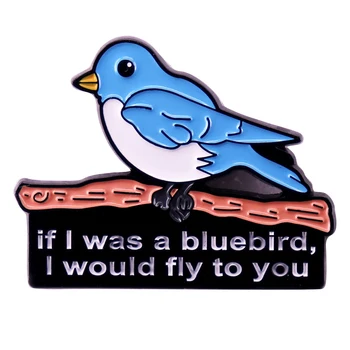 B1965 Если бы я был синей птицей, я бы полетел к вам Эмалевые булавки Броши Значки Булавки для рюкзака Ювелирные аксессуары