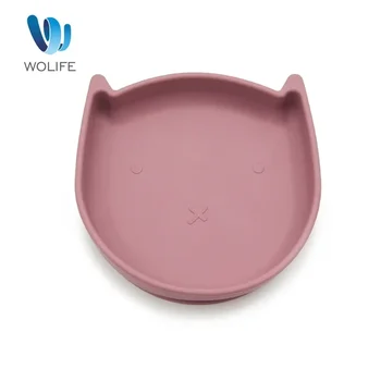  Cat Силиконовая обеденная тарелка Бестселлер Детская силиконовая присоска 100% пищевой силикон Тарелка в форме кошки