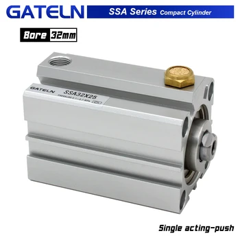 SSA серии одностороннего действия Компактный цилиндр с внутренним диаметром 32 такта 5 ~ 50 мм SSA32X15-S-B SSA32X30-B SSA32X50